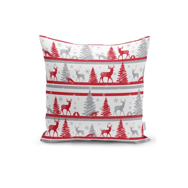 Sada 4 vánočních povlaků na polštář a běhounu na stůl Minimalist Cushion Covers Red Christmas-image-1