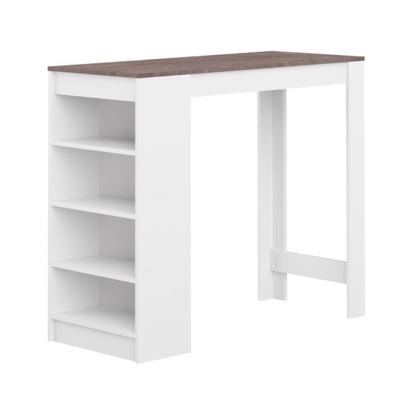 Bílý barový stůl s hnědou deskou TemaHome Aravis