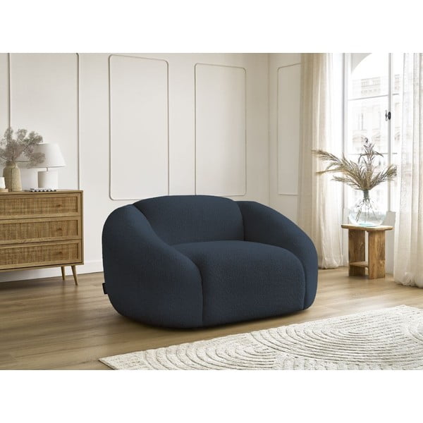 Tmavě modré křeslo z textilie bouclé Tina – Bobochic Paris-image-4
