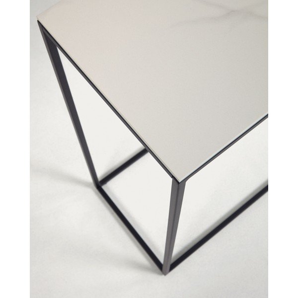 Černobílý konzolový stolek s keramickou deskou 30x110 cm Rewena – Kave Home-image-4