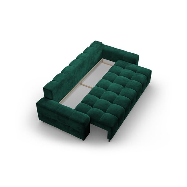 Zelená sametová rozkládací pohovka s úložným prostorem  250 cm Wicklow – Cosmopolitan Design-image-3