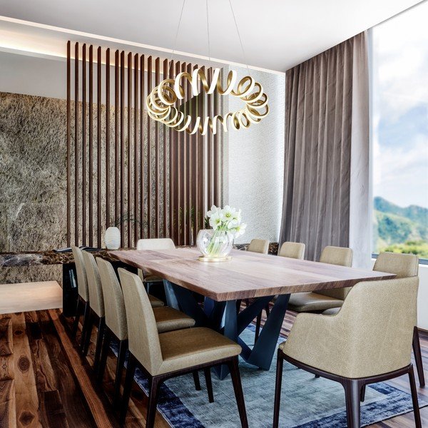 LED závěsné svítidlo ve zlaté barvě ø 55 cm Curl – Trio-image-1