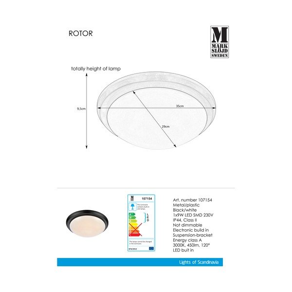 Černé stropní svítidlo Markslöjd Rotor, ø 35 cm-image-1