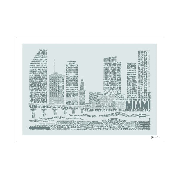 Plakát Miami Grey&Grey, 50x70 cm