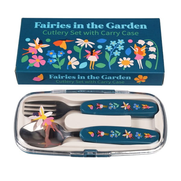 Modrý nerezový dětský příbor 2 ks Fairies in the Garden – Rex London-image-2