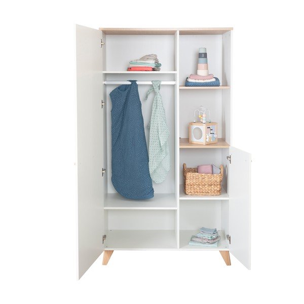 Bílá dětská šatní skříň v dekoru dubu 52x180x180 cm Léon – Roba-image-3