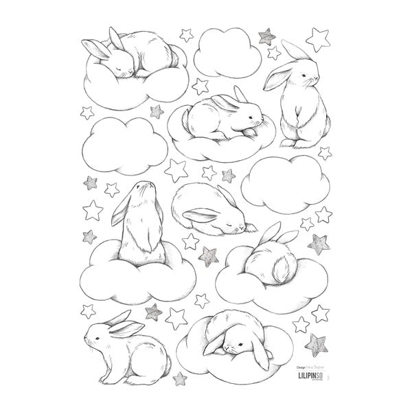 Arch samolepek 30x42 cm Bunnies, Clouds And Stars – Lilipinso