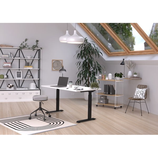 Pracovní stůl s nastavitelnou výškou s bílou deskou 80x120 cm Downey – Germania-image-1