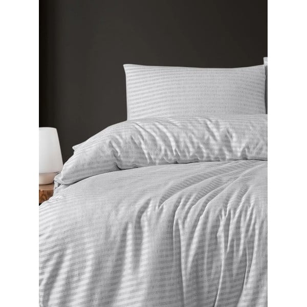 Světle šedé 4dílné prodloužené povlečení na dvoulůžko s prostěradlem 200x220 cm – Mila Home-image-2