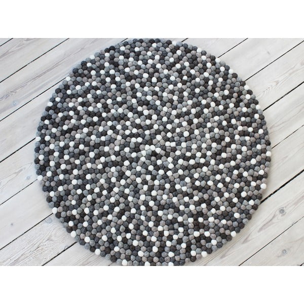 Šedo-bílý kuličkový vlněný koberec Wooldot Ball Rugs, ⌀ 120 cm-image-1