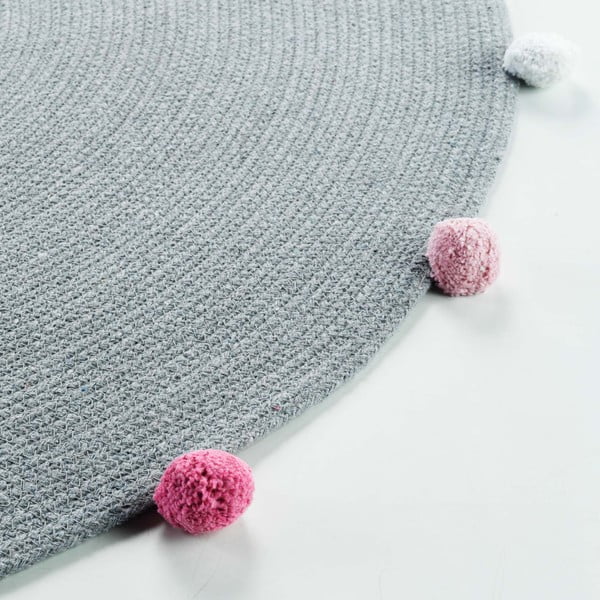 Světle šedý kulatý koberec ø 90 cm Pompomparty – douceur d'intérieur-image-3
