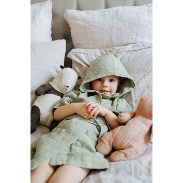 Dětský zelený lněný župan Linen Tales Nature, vel. 122 - 128-image-3