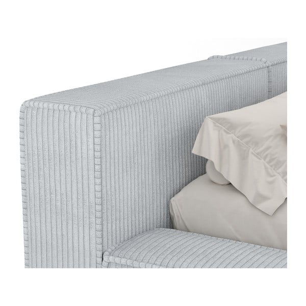 Světle šedá čalouněná dvoulůžková postel s úložným prostorem s roštem 200x200 cm Voliera – Maison de Rêve-image-4