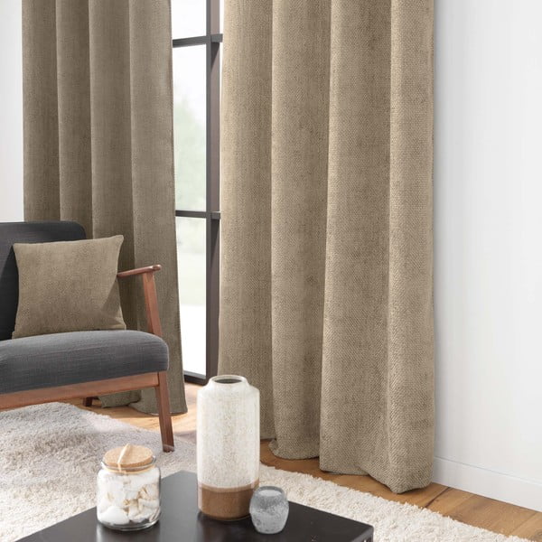 Světle hnědý závěs z žinylky 140x260 cm Leo – douceur d'intérieur-image-1