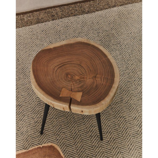 Kulatý odkládací stolek s deskou z akácie 35x35 cm Tanive – Kave Home-image-2