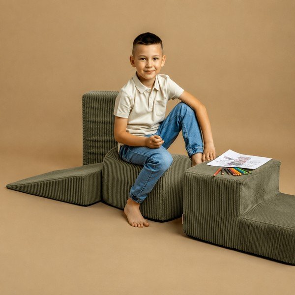 Khaki pěnové hřiště 3 ks výška 30 cm 45x193 cm – Meowbaby-image-1