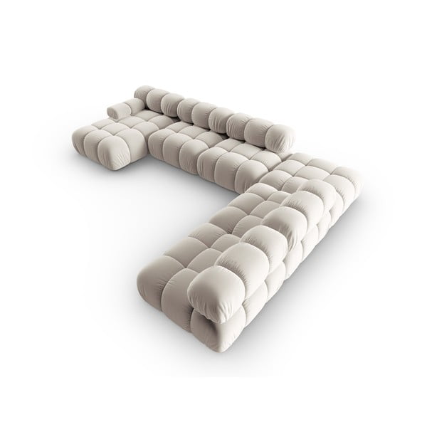 Béžová sametová modulární rohová pohovka (pravý roh/do "U") Bellis – Micadoni -image-4