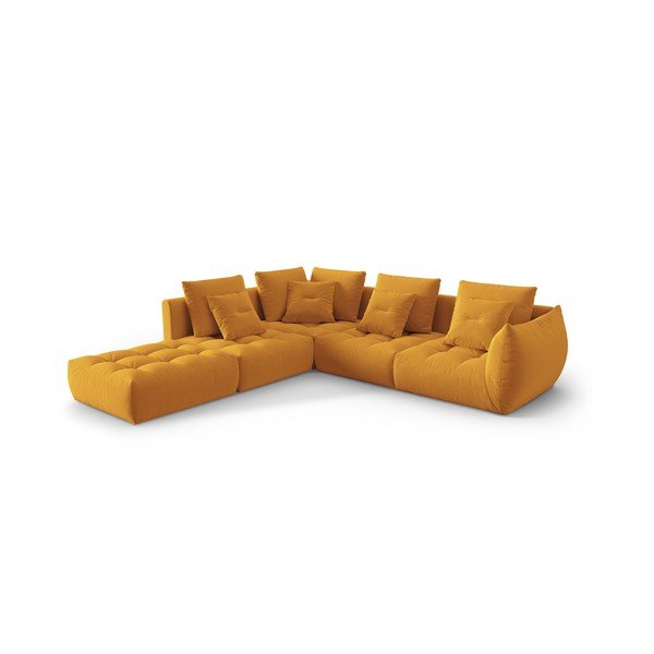 Žlutá sametová rohová pohovka (levý roh/do L) Bloom – Micadoni -image-2