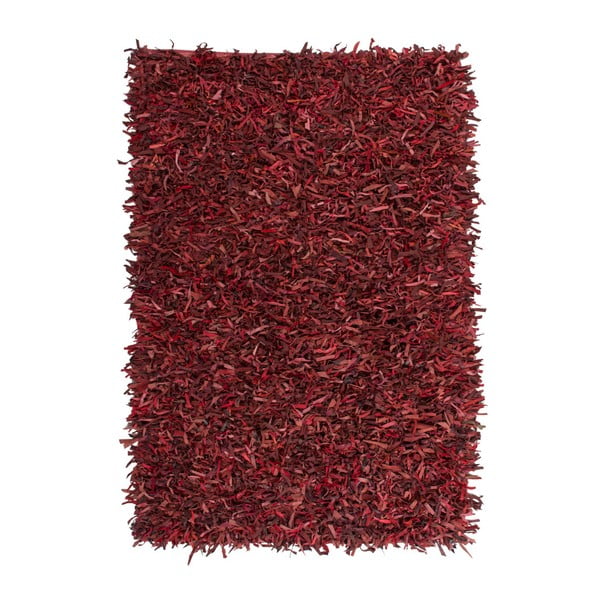 Červený kožený koberec Rodeo, 80x150cm