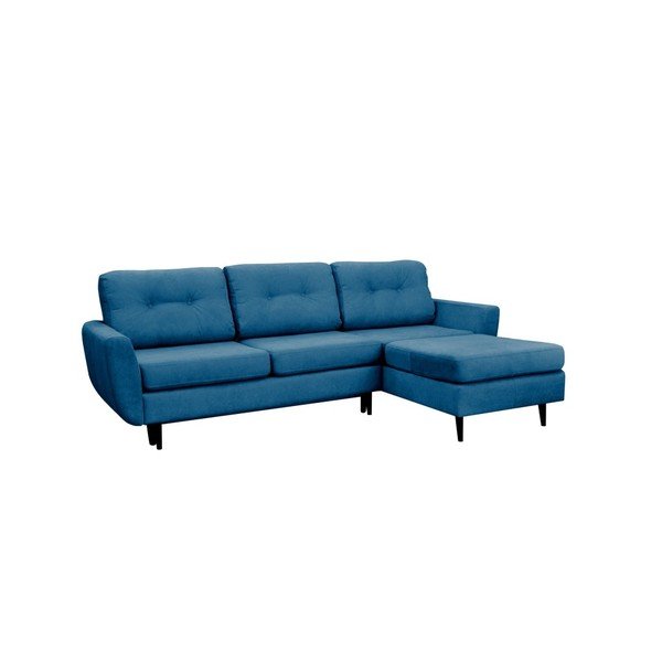 Tyrkysová rozkládací pohovka s černými nohami Mazzini Sofas Hortensia, pravý roh-image-1