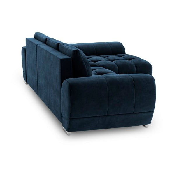 Královsky modrá rozkládací rohová pohovka se sametovým potahem Windsor & Co Sofas Nuage, pravý roh-image-3