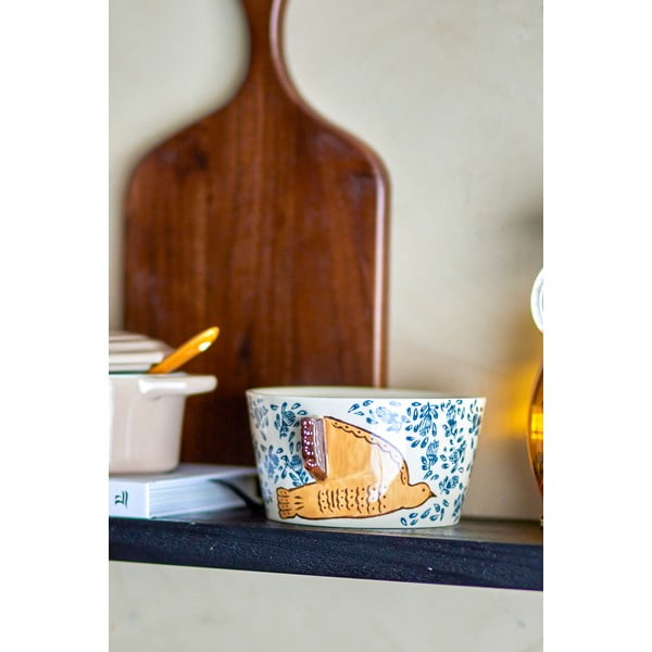 Bílo-modrá miska z kameniny 460 ml Hezha – Bloomingville-image-2