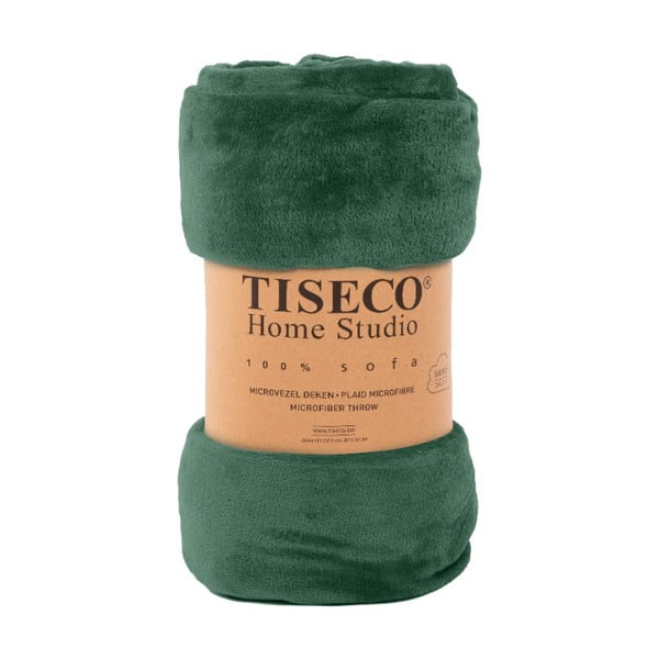 Tmavě zelený přehoz z mikroplyše na dvoulůžko 220x240 cm Cosy - Tiseco Home Studio