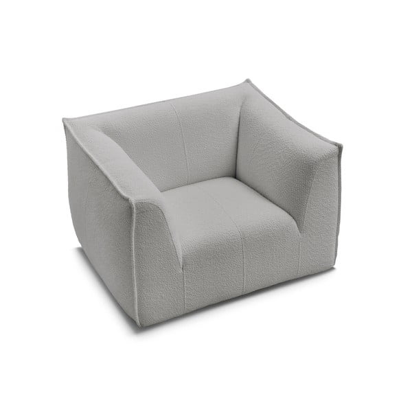 Světle šedé křeslo z textilie bouclé Giorgia – Bobochic Paris-image-4