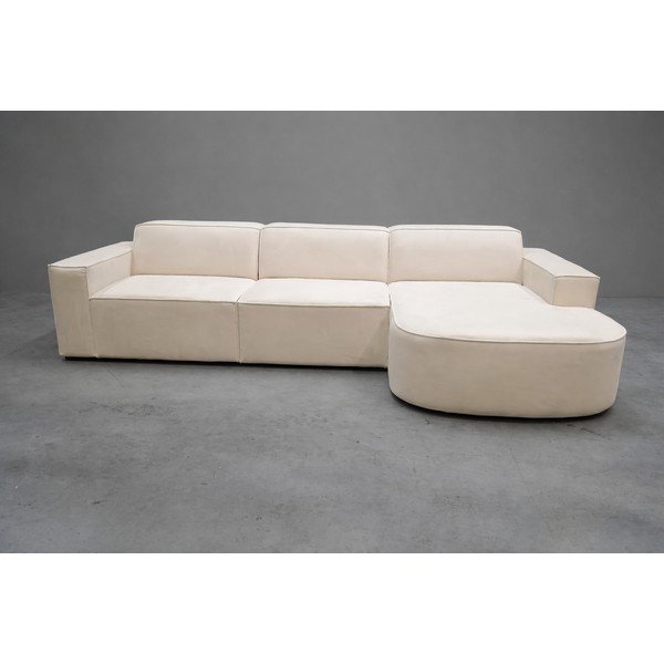 Béžová sametová rohová pohovka (pravý roh/s lenoškou) Jodie - II. jakost – Micadoni -image-1