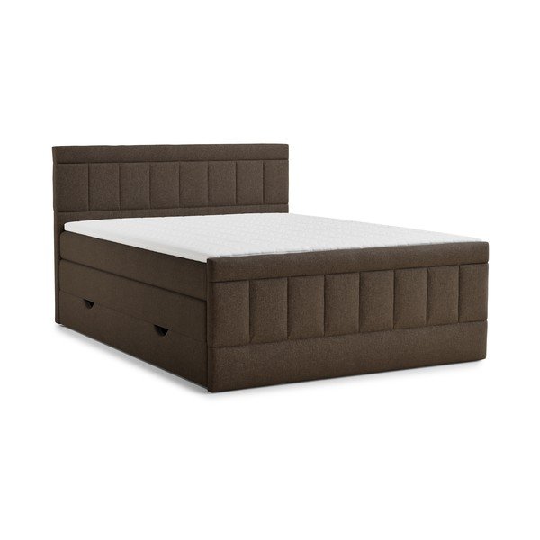 Hnědá boxspring postel s úložným prostorem 200x200 cm Caya – Maison de Rêve