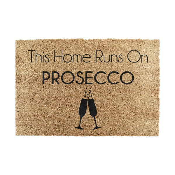 Rohožka z přírodního kokosového vlákna Artsy Doormats This Home Runs On Prosecco, 40 x 60 cm