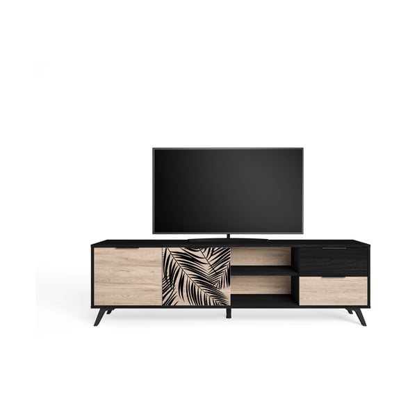 Černý TV stolek v dekoru dubu 181x53 cm Palmera - Marckeric-image-4