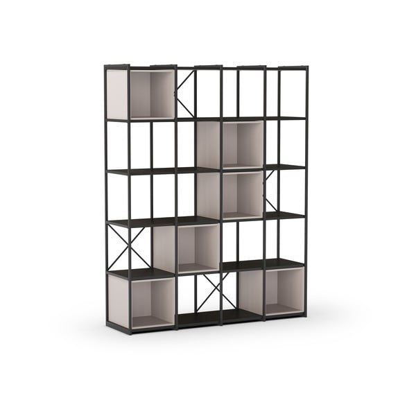 Černo-krémová knihovna 140x179 cm Anya – Marckeric-image-3