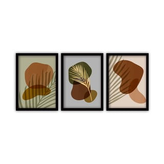 Sada 3 obrazů v černém rámu Vavien Artwork Palm Leaves, 35 x 45 cm