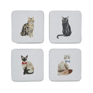 Sada 4 modrých podtácků Cooksmart ® Curious Cats