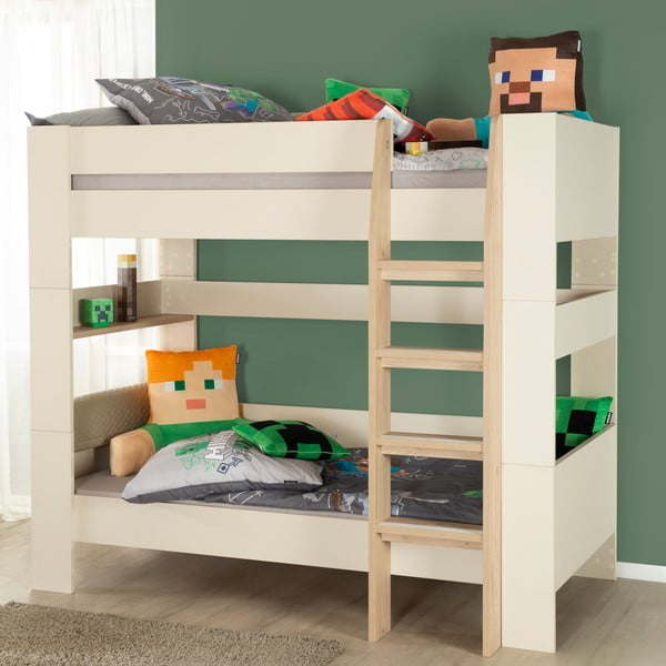 Béžová patrová dětská postel bez roštu 90x200 cm Double – Roba-image-3