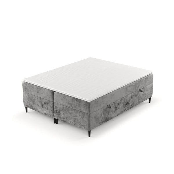 Tmavě šedá boxspring postel s úložným prostorem 140x200 cm Araya – Maison de Rêve