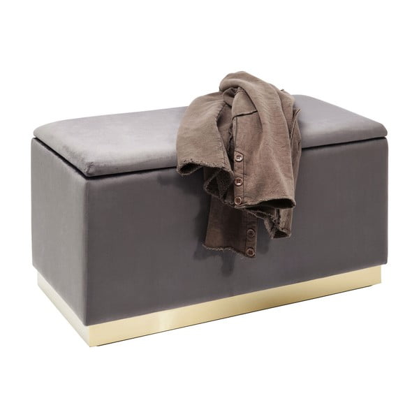 Hnědo-šedá sametová lavice s úložným prostorem Kare Design Cherry-image-3