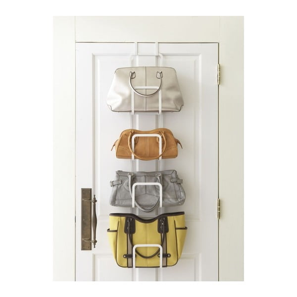 Bílý věšák na kabelky se zavěšením na dveře a 4 háčky YAMAZAKI Sapporo-image-4