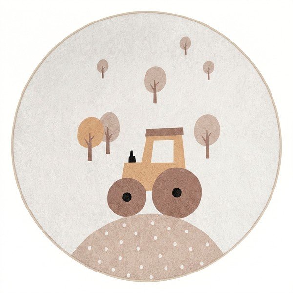 Béžový pratelný dětský koberec ø150 cm Tractor World – Mila Home