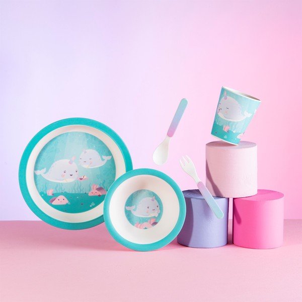 5dílná sada dětského nádobí a příborů Sass & Belle Alma Narwhal-image-1