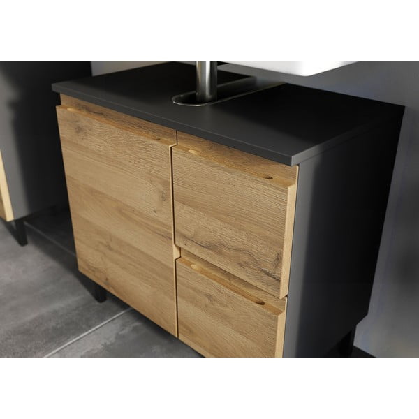 Tmavě šedá skříňka pod umyvadlo v dekoru dubu 60x56 cm Salinas - Germania-image-1