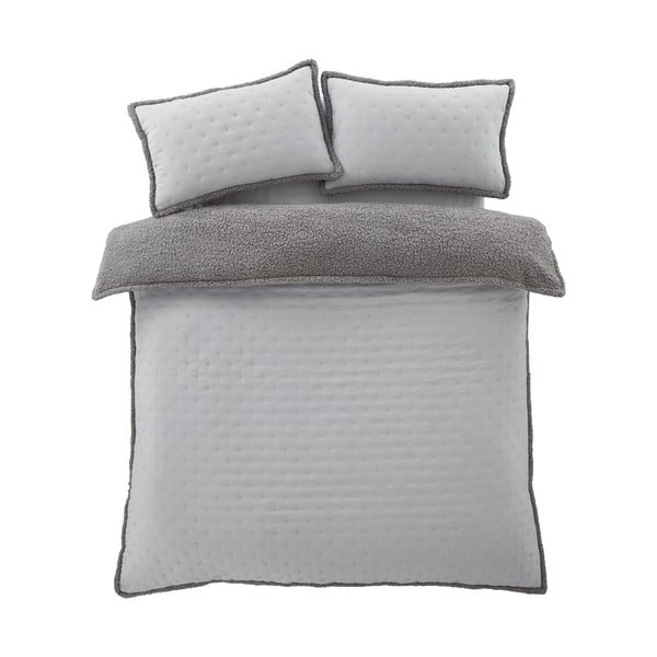Šedé povlečení na dvoulůžko s beránkem 200x200 cm Cosy Nori – Catherine Lansfield