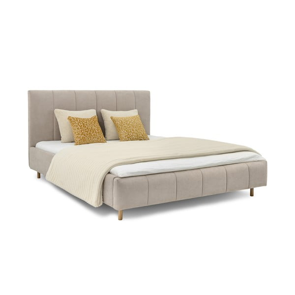 Béžová čalouněná dvoulůžková postel s roštem 180x200 cm Zee – Scandic-image-1