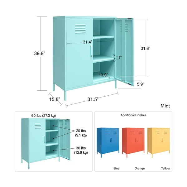 Žlutá kovová skříňka Novogratz Cache, 80 x 102 cm-image-4