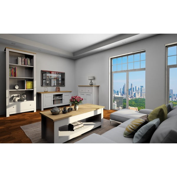 Nízká komoda v dekoru dubu v šedo-přírodní barvě 79x81 cm Emerald – Støraa-image-1