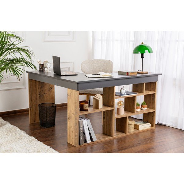 Rohový pracovní stůl v dekoru borovice 120x130 cm Vesper – Kalune Design-image-2