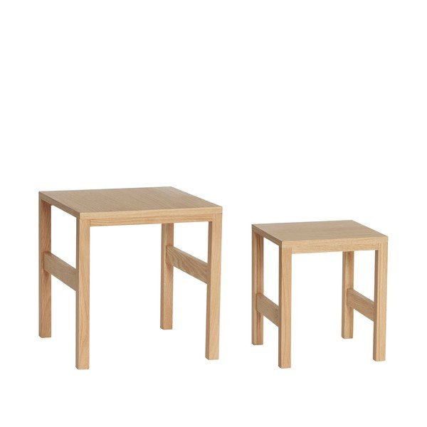 Odkládací stolky v dekoru dubu v sadě 2 ks 40x40 cm Puzzle – Hübsch-image-3