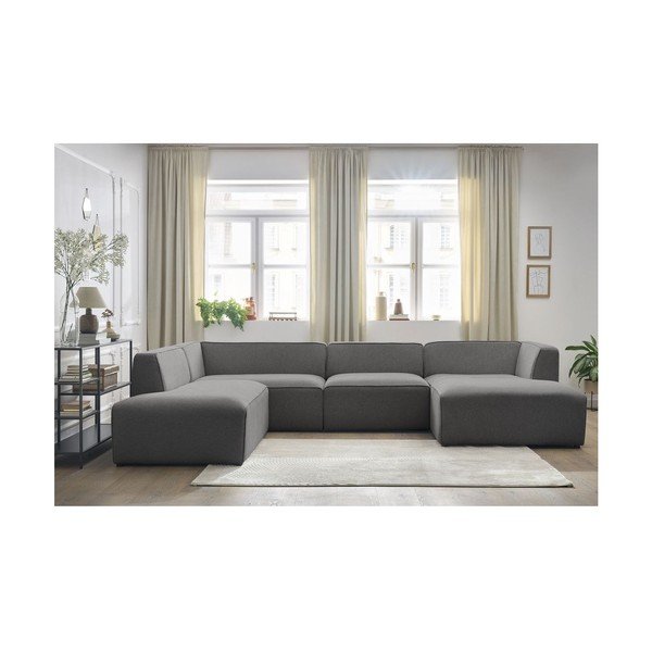 Tmavě šedá modulární rohová pohovka (levý roh/do "U") Megeve – Bobochic Paris-image-4