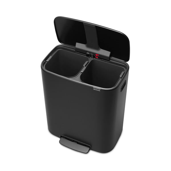 Matně černý nášlapný ocelový odpadkový koš na tříděný odpad 2x30 l Bo – Brabantia